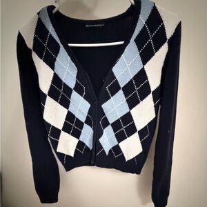 Brandy Melville navy and Blue Argyle Cardigan